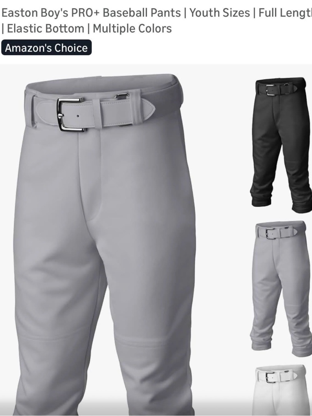 Easton Men's Athletic Baseball Pants in Light Gray